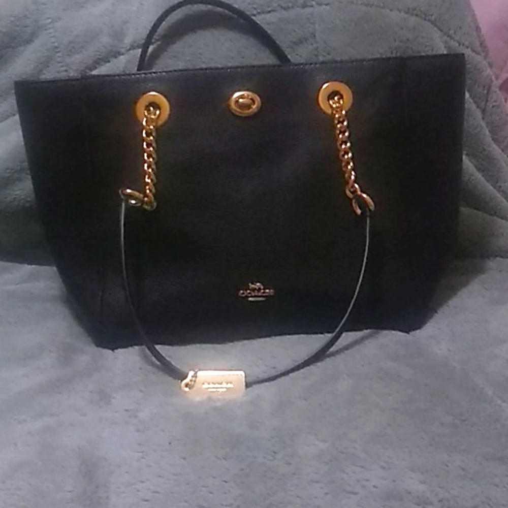 NWT Black Coach Purse with gold hardware